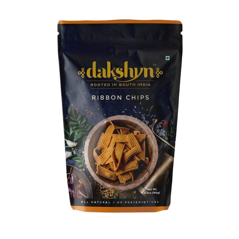 Dakshyn Ribbon Chips 180g| Classic South Indian Filter Coffee Snack | No Food Chemicals | 100% Natural Ingredients (180g, Pack of 4)