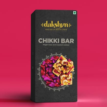 Dakshyn Chikki Bar - Nilgiri Rose & Roasted Cashew (35g x 6 pack) | Premium Dry Fruit Chikki | Real Rose Petals | 100% Pure Jaggery | Soft Chikki - Crunchy, Not Hard | The Original Energy Bar