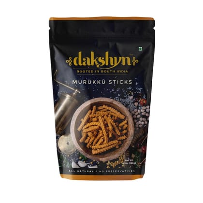 Dakshyn Murukku Sticks 180g| Classic South Indian Filter Coffee Snack | No Food Chemicals | 100% Natural Ingredients (180g, Pack of 4)