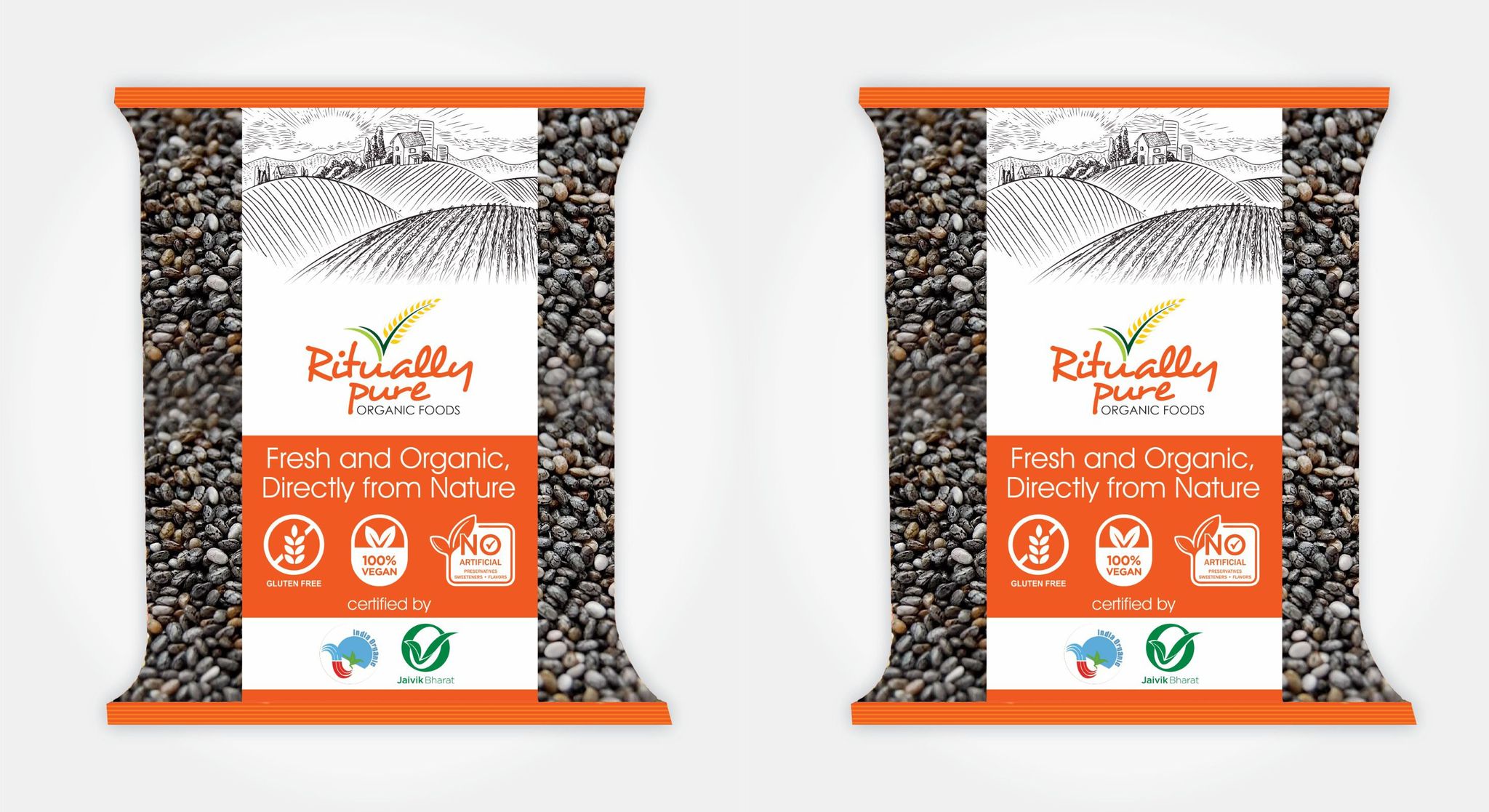 Ritually Pure 100% Organic | Chia Seeds | 500 Gm Each | Pack of 2 | 1 Kg Pack