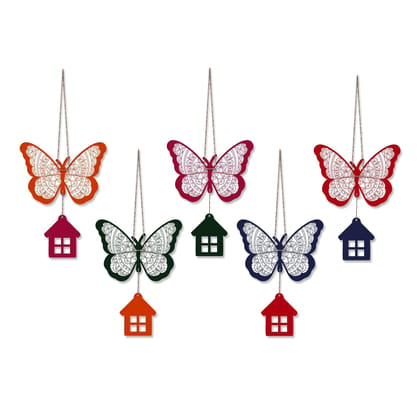 Artvibes Wooden Wall Hanging for Home Decoration | Garden Balcony | Office | Cafe | Decorative Door Hanging | Festive Decor Art Items (WH_9100_5Pcs), Pack of 5