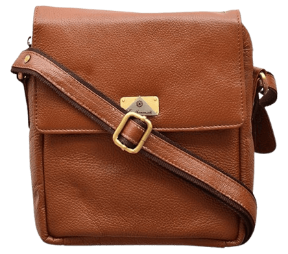 LEATHERMAN GENUINE LEATHER BROWN CROSS BODY BAG-1230_Br