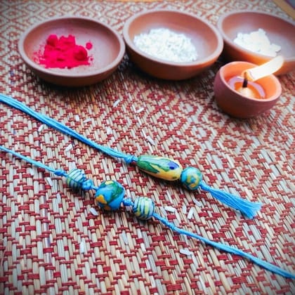 Jaipur Blue Pottery Rakhi Set