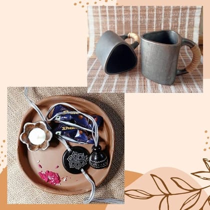 Black Pottery Bhai-Bhabhi Rakhi Gift Hamper