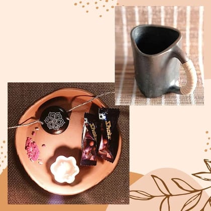 Black Pottery Bhai Rakhi Gift Hamper