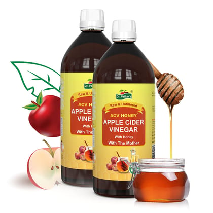 Dr. Patkar's Apple Cider Vinegar With Honey | Unfiltered & Undiluted | Suitable for Weight loss with Improved Immunity | Weight management (With Mother) 500ml (Pack of 2)