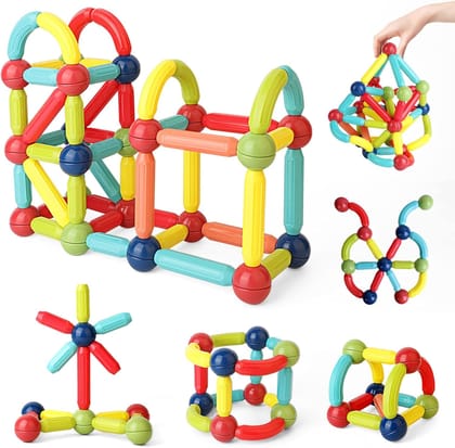 Planet of Toys Magnetic Sticks Building Blocks for Kids Big Magnetic Toys Kids Stem Toys Stick with Balls Game Set