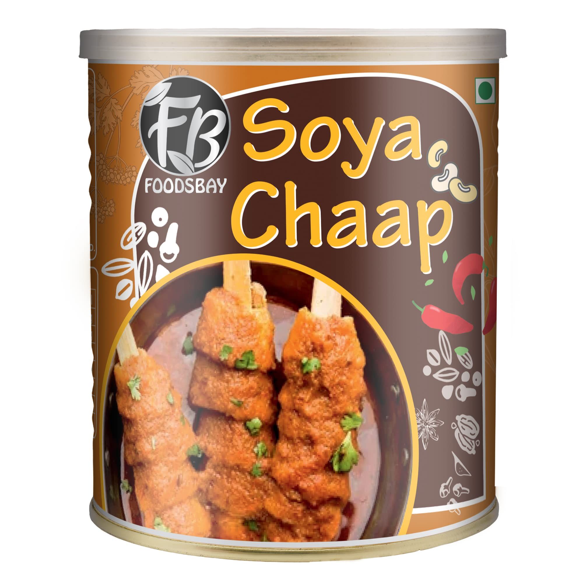 Foodsbay Veg SOYA Chaap in Brine 850  (Chap/ Vegan Chunks on Stick)