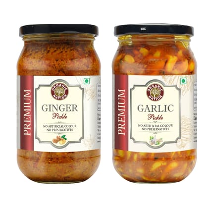 ORGANIC NATION Ginger Pickle And Garlic Pickle Combo Pack || Organic Adrak and Lahsun ka achar