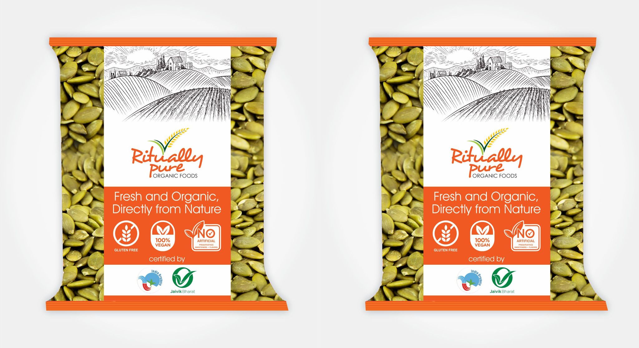 Ritually Pure 100% Organic | Pumpkin Seeds | 500 Gm Each | Pack of 2 | 1 Kg Pack