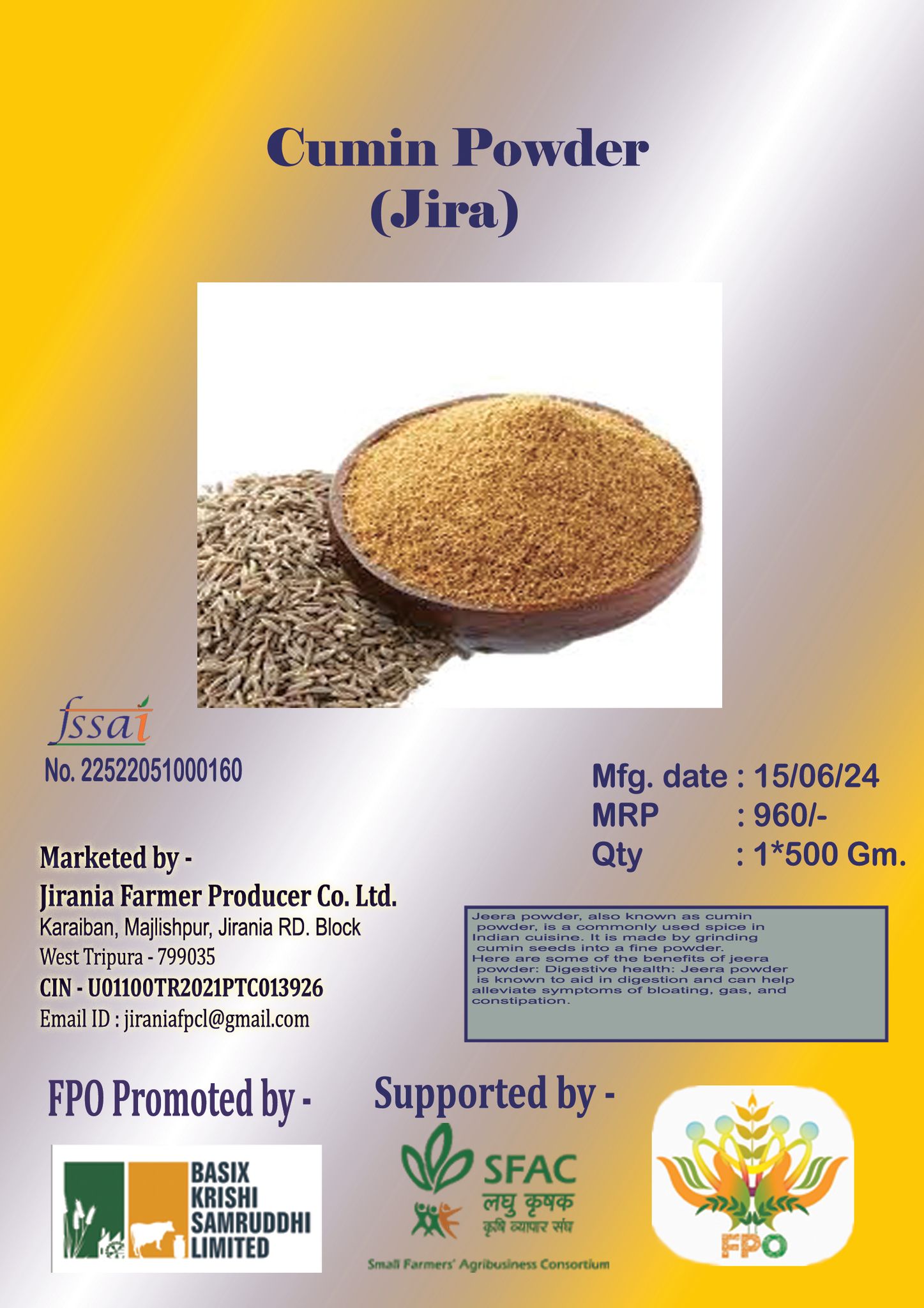 Jeera powder 500gm