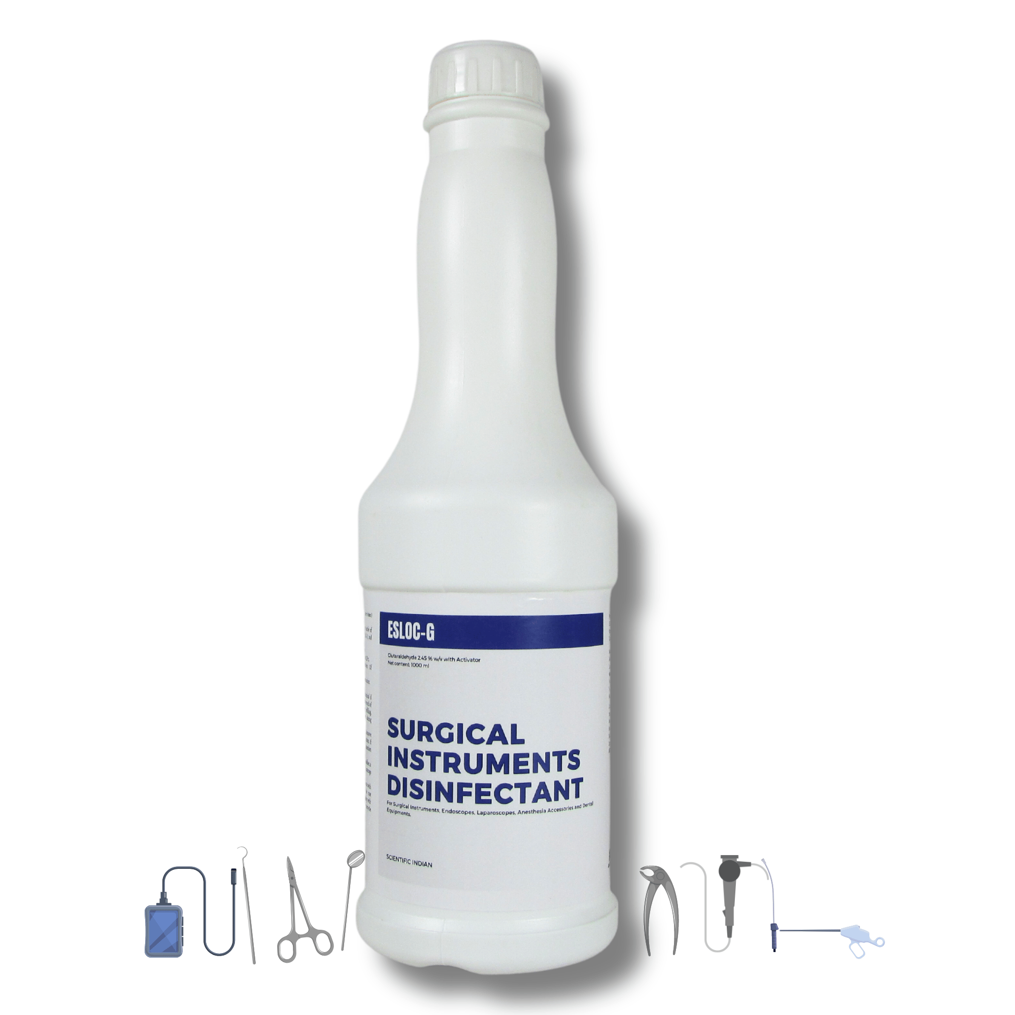 Glutaraldehyde Solution 2.45%  I Rapid Surgical Instrument Disinfectant and sterilization liquid Concentrate for surgical, Dental instruments and Endoscopes I Scientific Indian  (1000 ML)