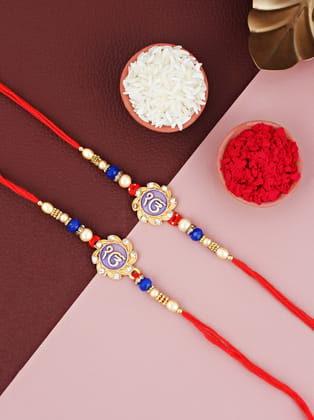 Lucky Jewellery Designer Religious Rakhi - Rakshabandhan Ik Onkar Sardar Sikh Rakhee Bracelet for Brother Bhaiya Bhai Bhabhi - Pack of 2 (124-S5R1-1985-2)