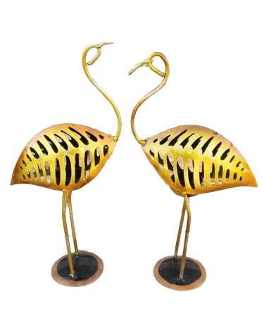 Kiran Handicrafts Graceful Crane Tea Light Holder iron Handcrafted For Living room,Office  (Pack of 2 )