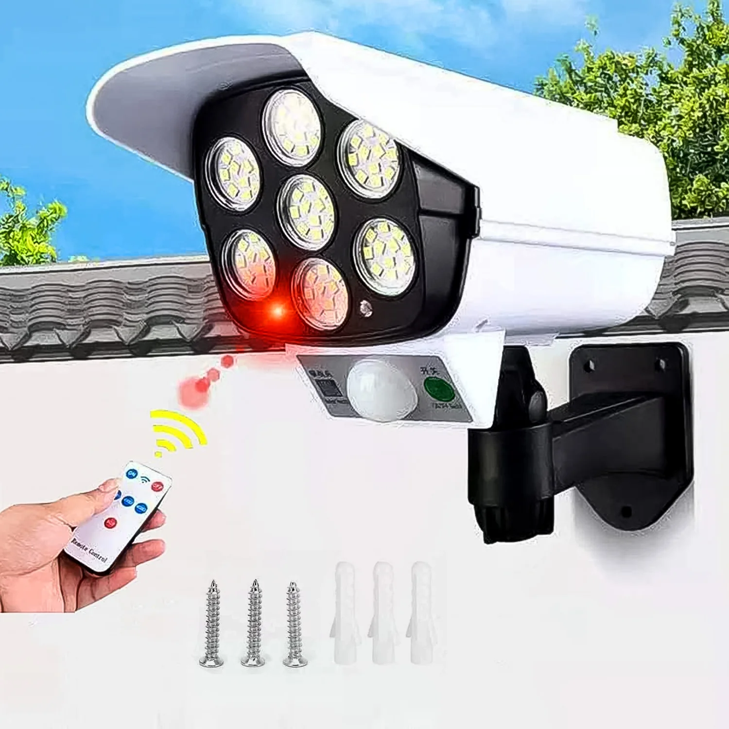 URBAN CREW Solar Light Outdoor Motion Sensor Security Camera Shaped Dummy Wall Lamp (1 Pc)