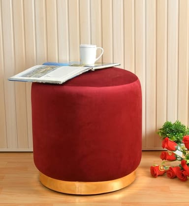 Rugsxerry Ottoman Pouffes for Sitting Stool for Living Room Sitting Puffy Wooden Stools Chair Living Room Furniture Footrest Pouf Foot Stool for Office Room Decor, 16x16x18 inch, Maroon