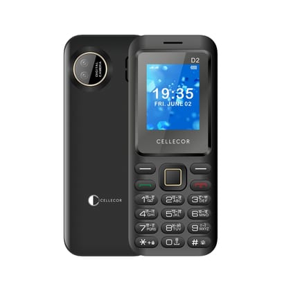 CELLECOR D2 Dual Sim Feature Phone with BIG BATTERY 1000 mAH| Torch Light| Wireless FM| Rear Camera| Dial Voice (1.8" DISPLAY)