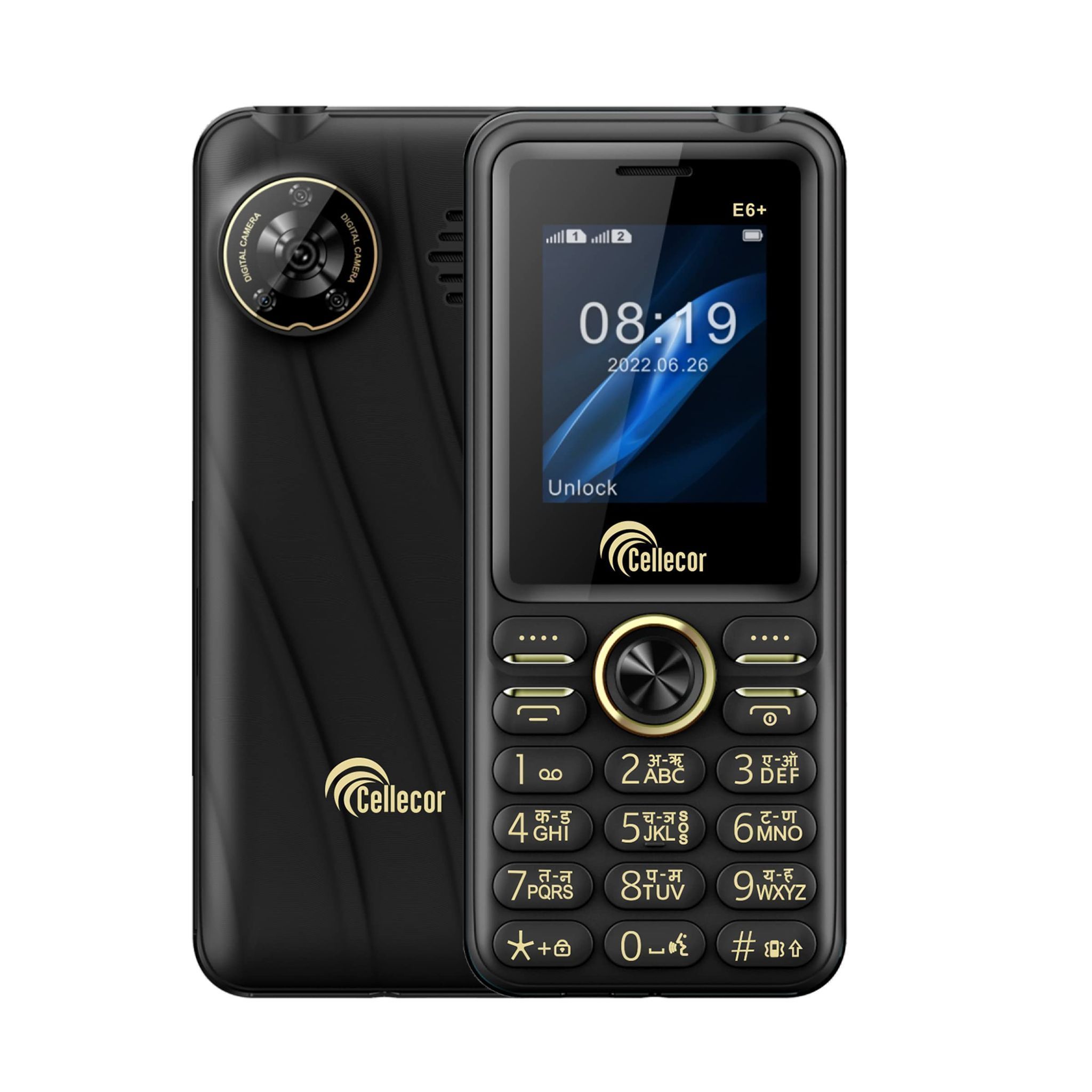 CELLECOR E6+ Dual Sim Feature Phone 2750 mAH Battery with Vibration, Torch Light, Wireless FM and Rear Camera (1.8" Display)