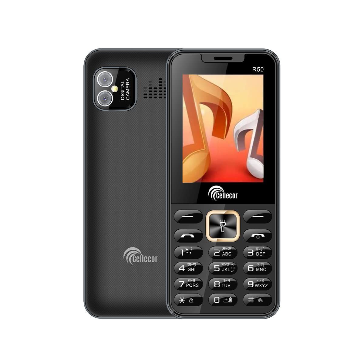 CELLECOR R50 Dual Sim Feature Phone 2750 mAH Battery with Vibration, Torch Light, Wireless FM and Rear Camera (2.4" Display)