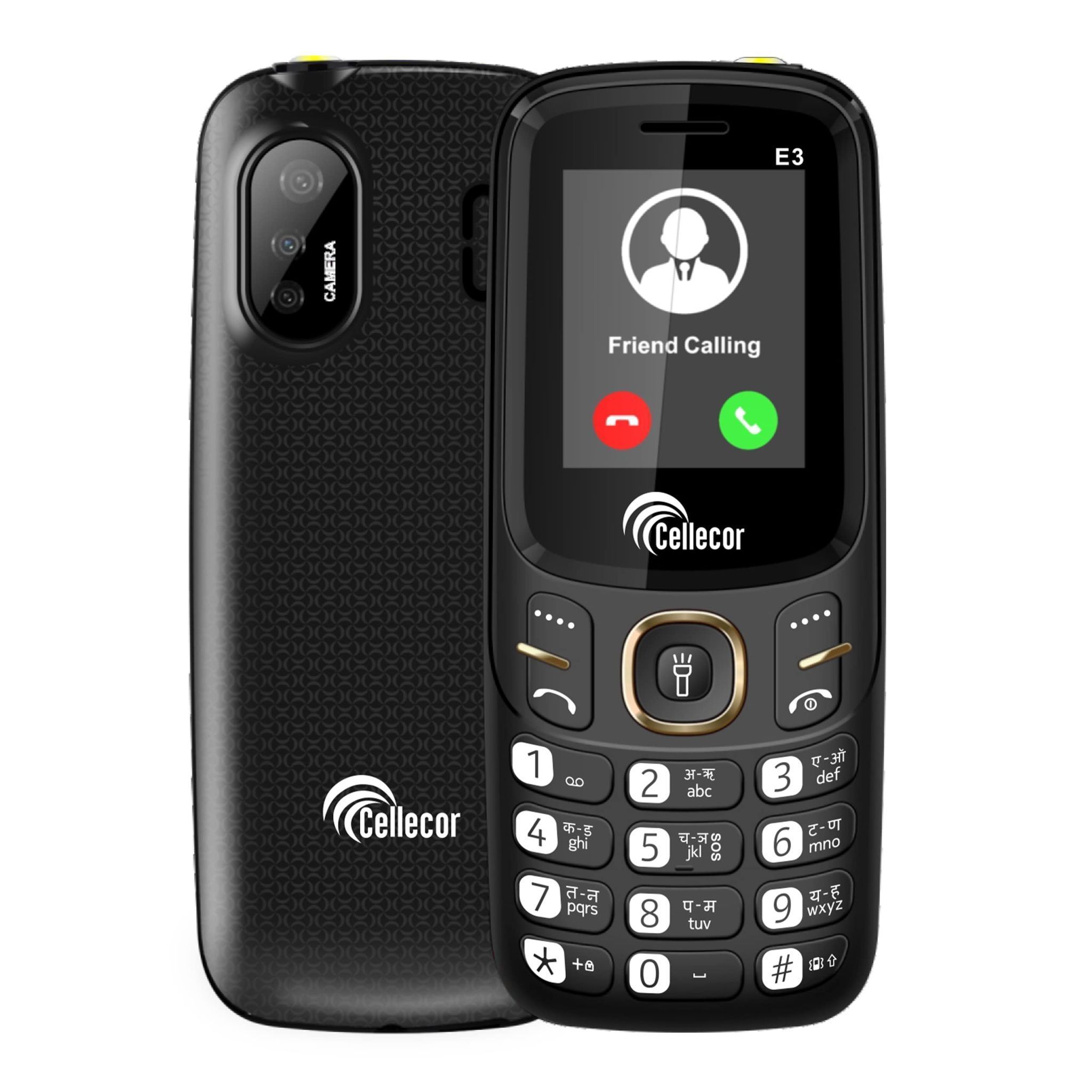 CELLECOR E3 Dual Sim Feature Phone 1000 mAH Battery with Vibration, Torch Light, Wireless FM and Rear Camera (1.8" Display)