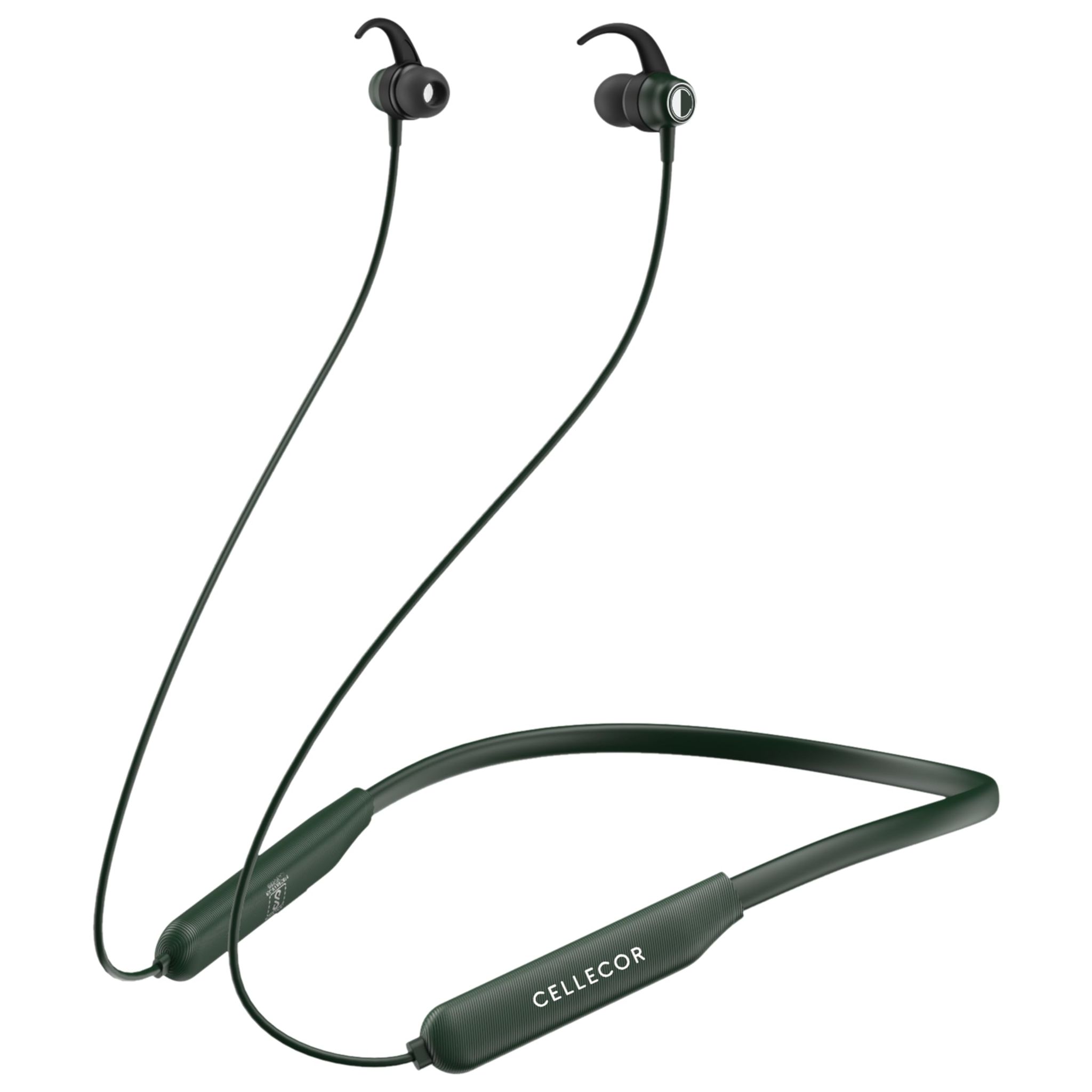 CELLECOR BS-2 Wireless Waterproof Bluetooth Earphone Neckband with Big 25 Hours Playtime (Green)