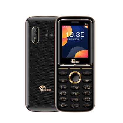 CELLECOR X2 Dual Sim Feature Phone 1000 mAH Battery with Torch Light, Wireless FM and Rear Camera (1.8" Display) (Black)