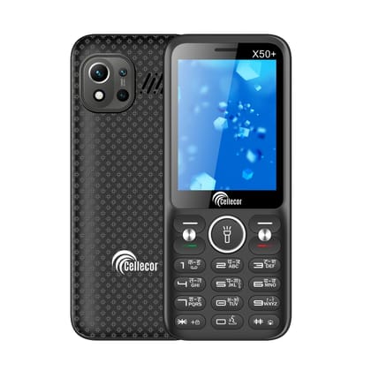 CELLECOR X50+ Dual Sim Feature Phone 2750 mAH Battery with Vibration, Mp3 & Mp4 Player, 3.5 mm Jack, Torch Light, Wireless FM and Rear Camera (2.8" Display)(Black)