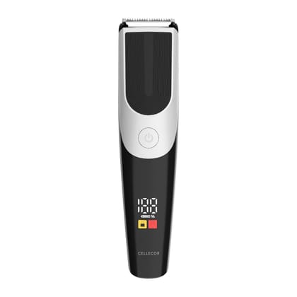 Cellecor ACUTE Beard & Stubble Trimmer for Men | Digital Display | 120 min Runtime | USB Type-C | 7 Length Settings | 6 Guide Color Combs (Black)