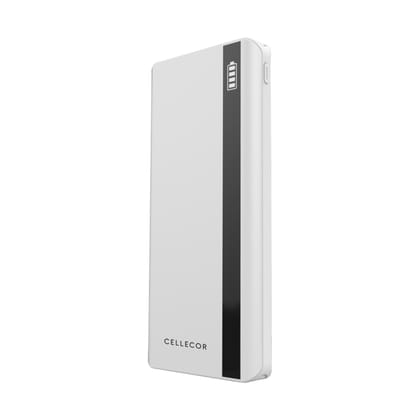 CELLECOR (CLPB-60 Plus) 10000mAH Lithium Polymer Power Bank | 12W Fast Charge | Dual USB Output | Dual Input-Type C & Micro USB | Power LEDs Indicator | White