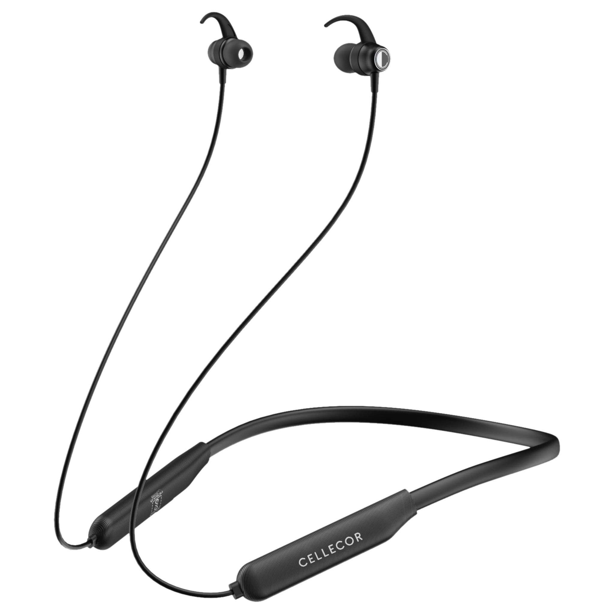 CELLECOR BS-2 Wireless Waterproof Bluetooth Earphone Neckband with Big 25 Hours Playtime (Black)