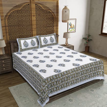 King Size Cotton Double Bedsheet (93x108 inches) with 2 Pillow Covers-(DGDB-ND4)