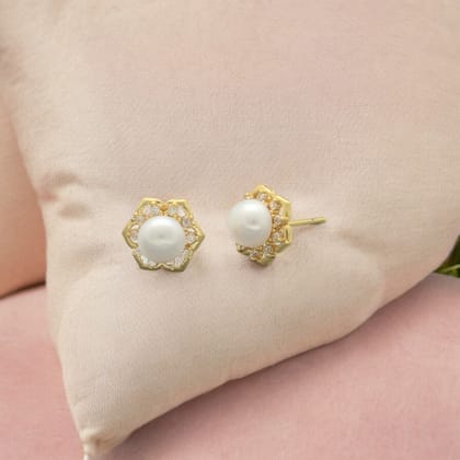 Sri Jagdamba Pearls Floral Pearl Earrings