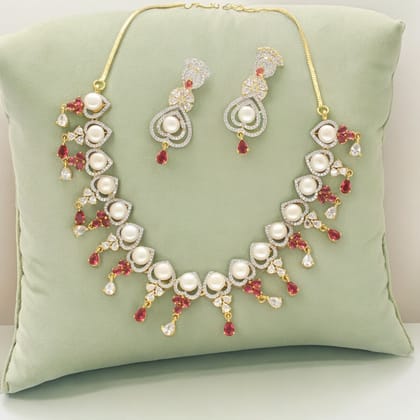 Sri Jagdamba Pearls Cherry Pearl Necklace Set