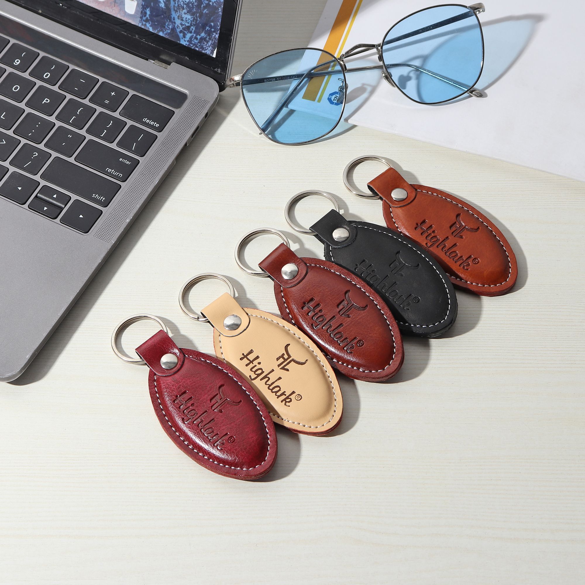 Highlark Premium And Exclusive Leather Keychain | Universal Fob Keychain | Key Ring Hook | Key Chain For Home, Office, Car & Bike | Heavy Duty Keychain For Men And Women