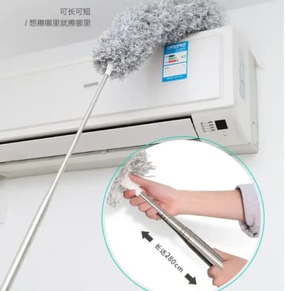 Microfiber Feather Duster Bendable & Extendable Fan Cleaning Duster with Up to 100 inches Stainless Steel Expandable Pole Handle Washable Duster for High Ceiling Fans, Window Blind