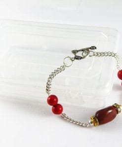 GEMSTONE RED JASPER SILVER BRACELET