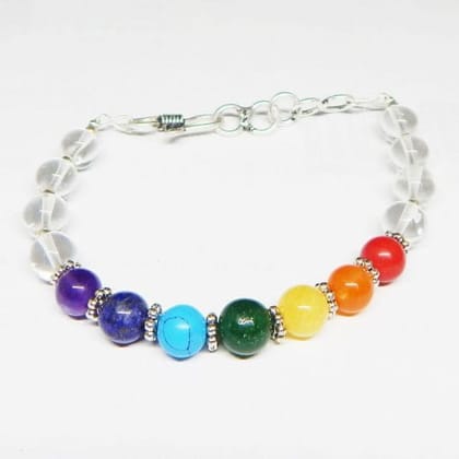 GEMSTONE 7 CHAKRA CLEAR QUARTZ BRACELET