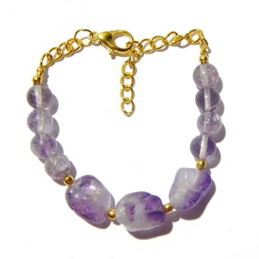 GEMSTONE AMETHYST CROWN CHAKRA GOLD CHAIN BRACELET