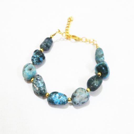 GEMSTONE TURQUOISE TUMBLE THROAT CHAKRA GOLD CHAIN BRACELET