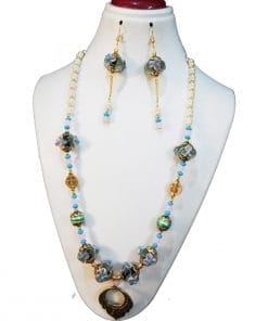 LAMWORK GLASS BEADS FANCY PENDANT NECKLACE