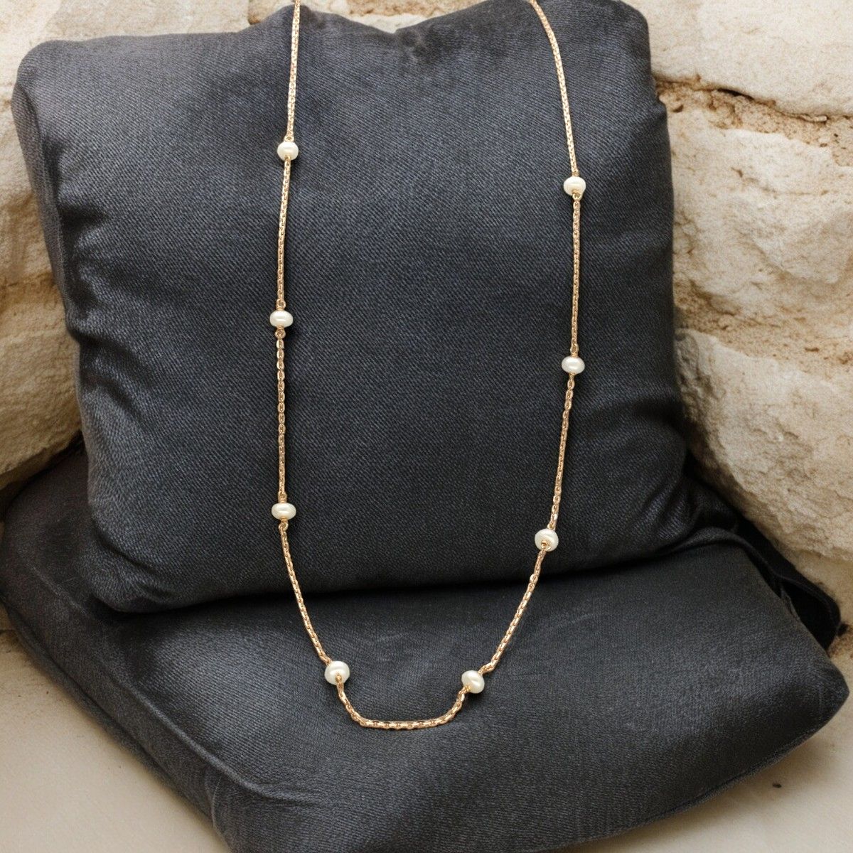 18kt Elina Designer Pearl Gold Chain