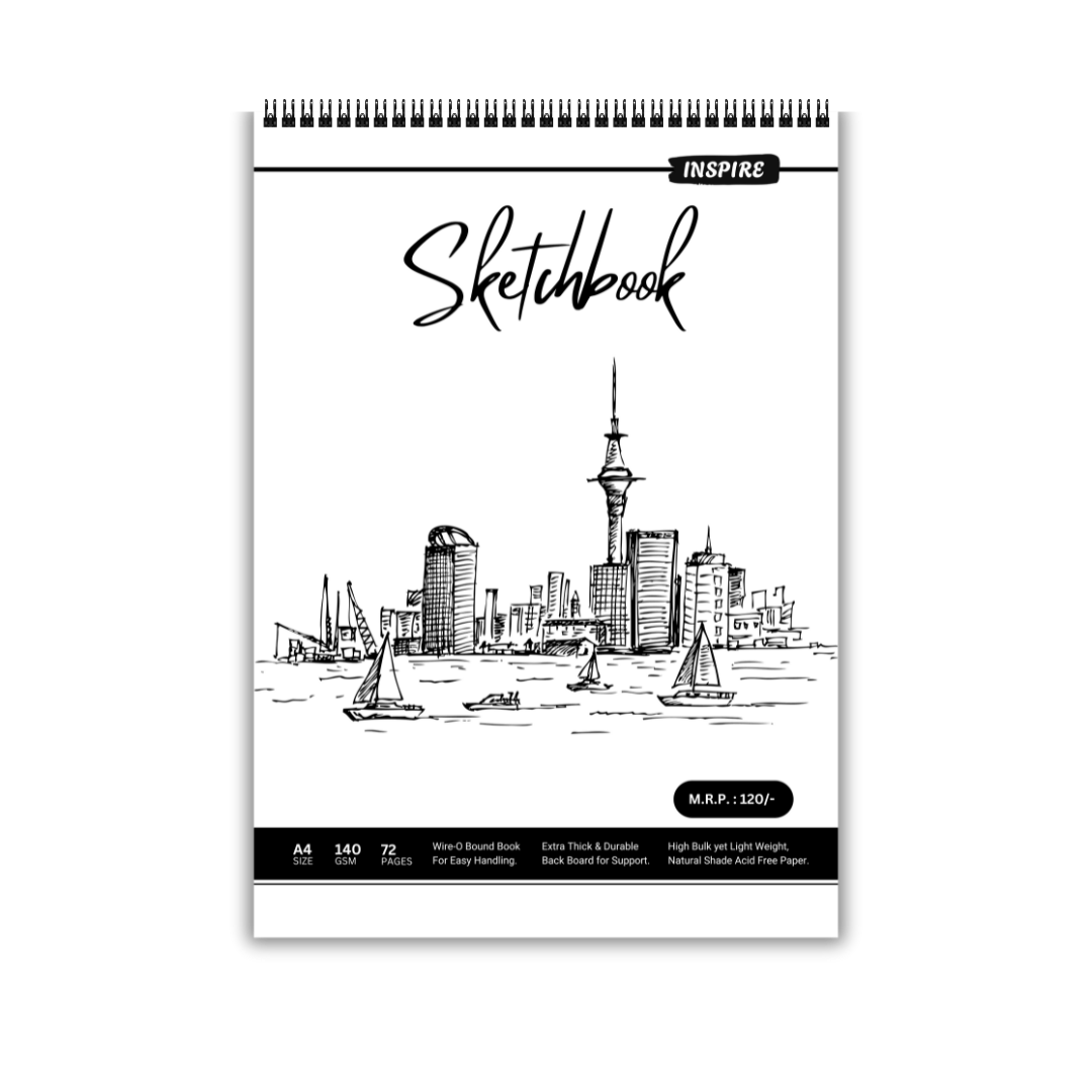 INSPIRE A4 Sketch Book - 72 Pages - 140 GSM Paper - 21cm x 29.7cm - Pack Of 1