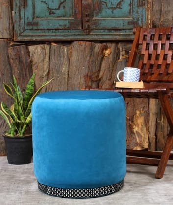 Rugsxerry Pouffes Sitting Stool for Living Room, Mudda Puffy Wooden Ottoman Stools, Pouffe Footstool, Pouf for Office Home Decoration & Dressing Table, 16x16x18 Inch, Aqua