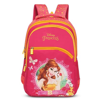 Priority Disney Princess Belle Printed Polyester School Backpack For Kids | Specially School Bag For Girls | 12 & above Years (18 Inch | Large | Pink)