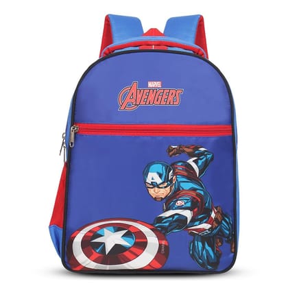 Priority Classic Marvel Avengers Printed Polyester School Backpack For Kids | Specially School Bag For Boys | 4.5 to 7 Years (14 Inch | Small | Blue)