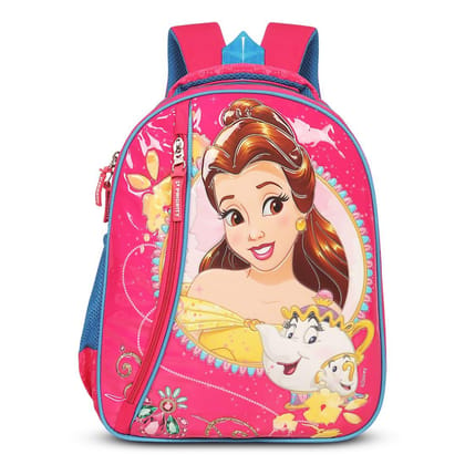 Priority Disney Princess Belle Embossed Polyester School Backpack For Kids | Specially School Bag For Girls | 4.5 to 7 Years (14 Inch | Small | Pink)