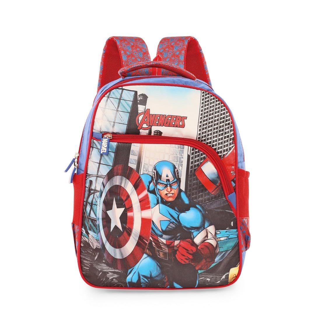 Priority Captain America Printed Polyester School Backpack For Kids | Specially School Bag For Boys (7 to 12 Years | Blue)