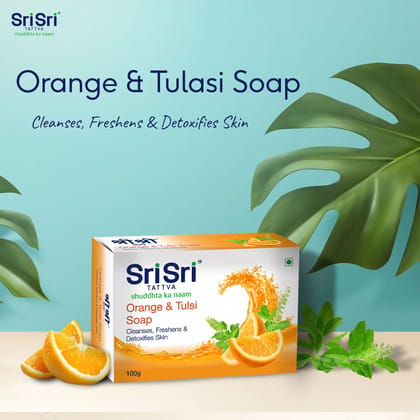 Orange & Tulasi Soap - Cleanses,Freshens & Detoxifies Body, 100g