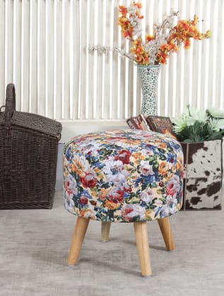 ShadowKart Ottoman Pouffes Sitting Mudda Puffy Stool for Living Room Dressing Table Pouf Round Footstool for Home Decor, Printed,16x16x17 Inch