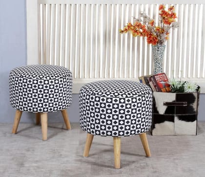 ShadowKart Ottoman Pouffes Sitting Mudda Puffy Stool for Living Room Dressing Table Pouf Round Footstool for Home Decor, Printed,Combo 16x16x17 Inch